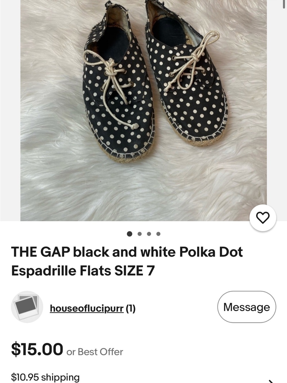 GAP 2 Espadrilles woman’s size 8- Yellow/orange Stripe & Black Polka Dot - Picture 2 of 14